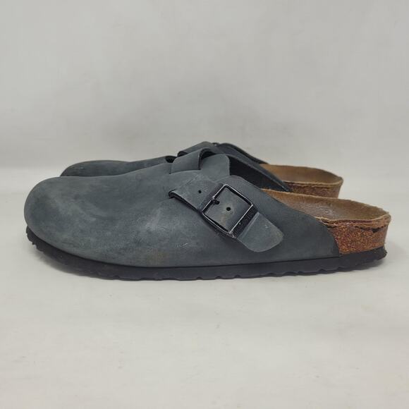 Birkenstock Boston Clogs EU40 US9 Dark Gray Nubuck Slip On Comfort Slides - Picture 6 of 12